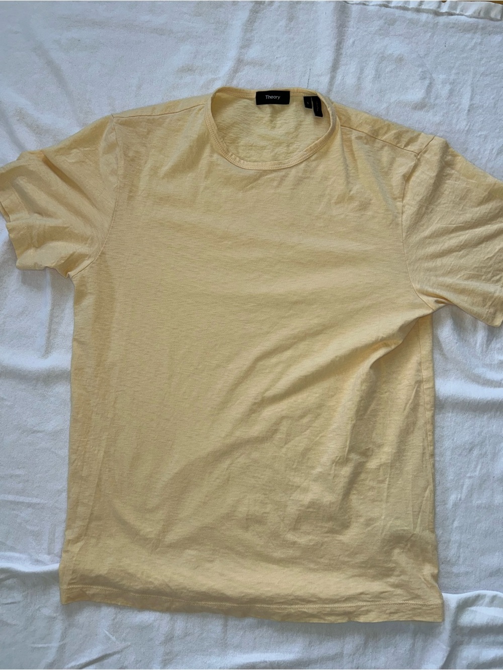 Theory Men's Pale Yellow Short-Sleeve Crew Neck Tee (3 for 1)